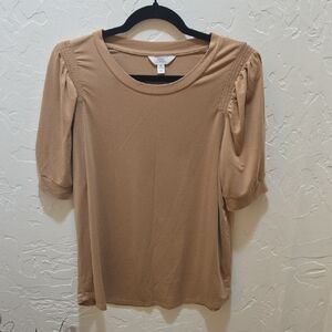 Time and Tru Camel Short Sleeve Top